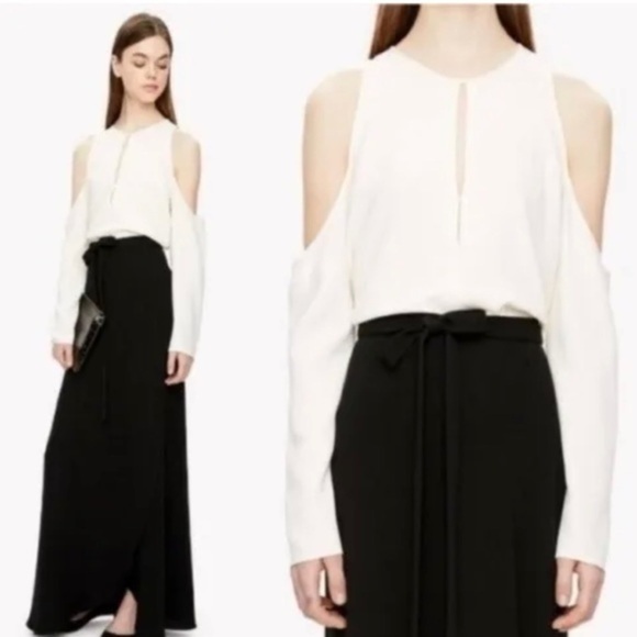 NWT Theory Sarver Rosina Ivory Cold-Shoulder Top - Size Small - Picture 1 of 8